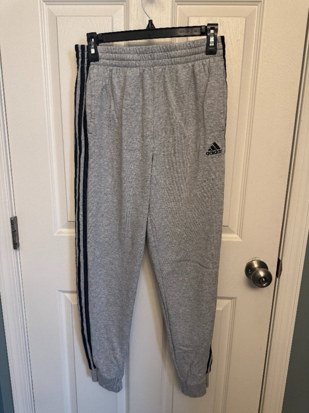 Gray Adidas Sweatpants Joggers with Black Stripes- Youth Size L (14/16)